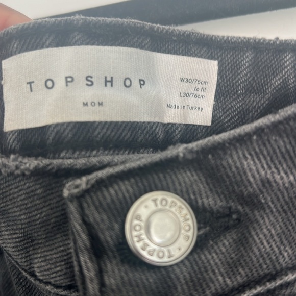 Topshop Washed Black Mom Tapered Jeans - Picture 3 of 4